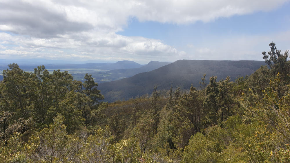 Looking at Quamby Bluff, Mother Cummings Peak and Nells Bluff from the plateau