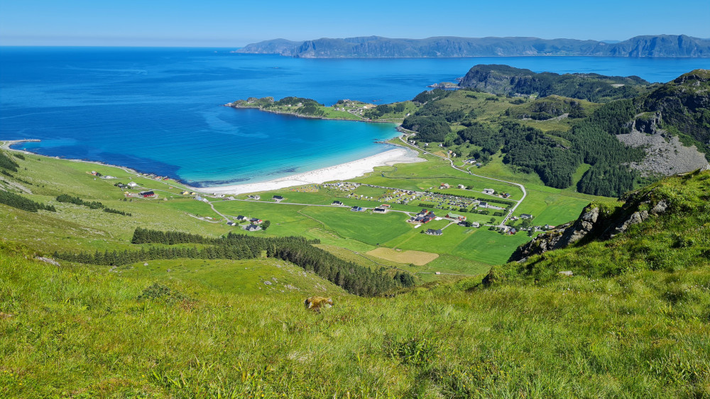Looking down at Refviksanden beach in Nordfjord